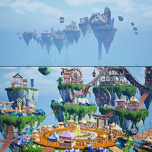 Grand Sky-Market Hub Sci-fi game environmnet 3D