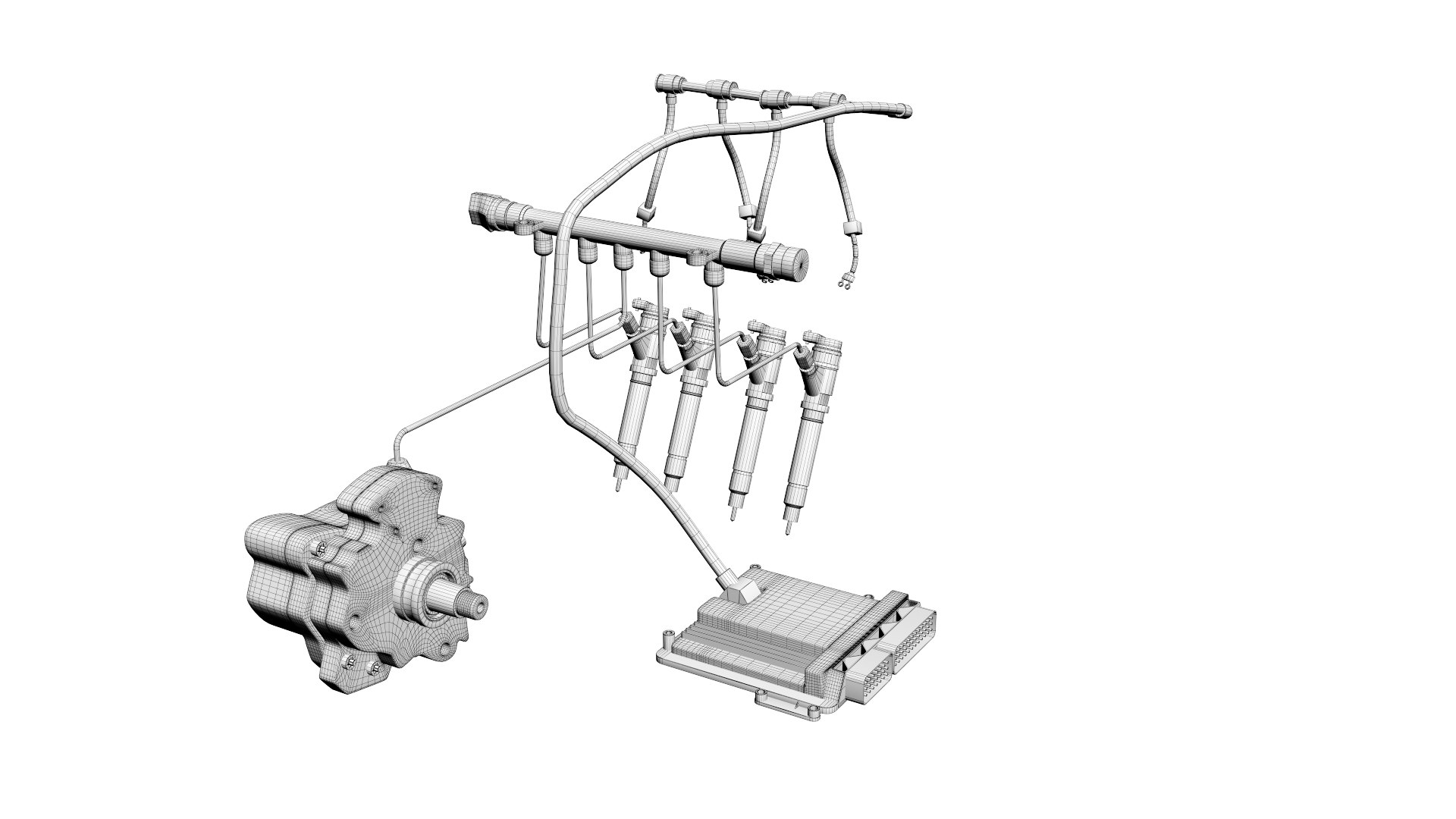 3D Injection System Of A V4 Engine - TurboSquid 2469070