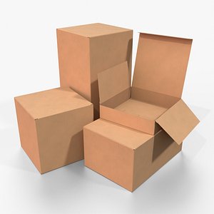 Tuck Top Boxes - Basic Shapes Set 3D model