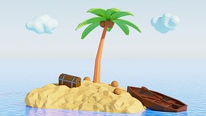 Low Poly Treasure Island Low-poly 3D model