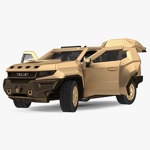 Armored Sand Colored SUV with Lights Off Rigged