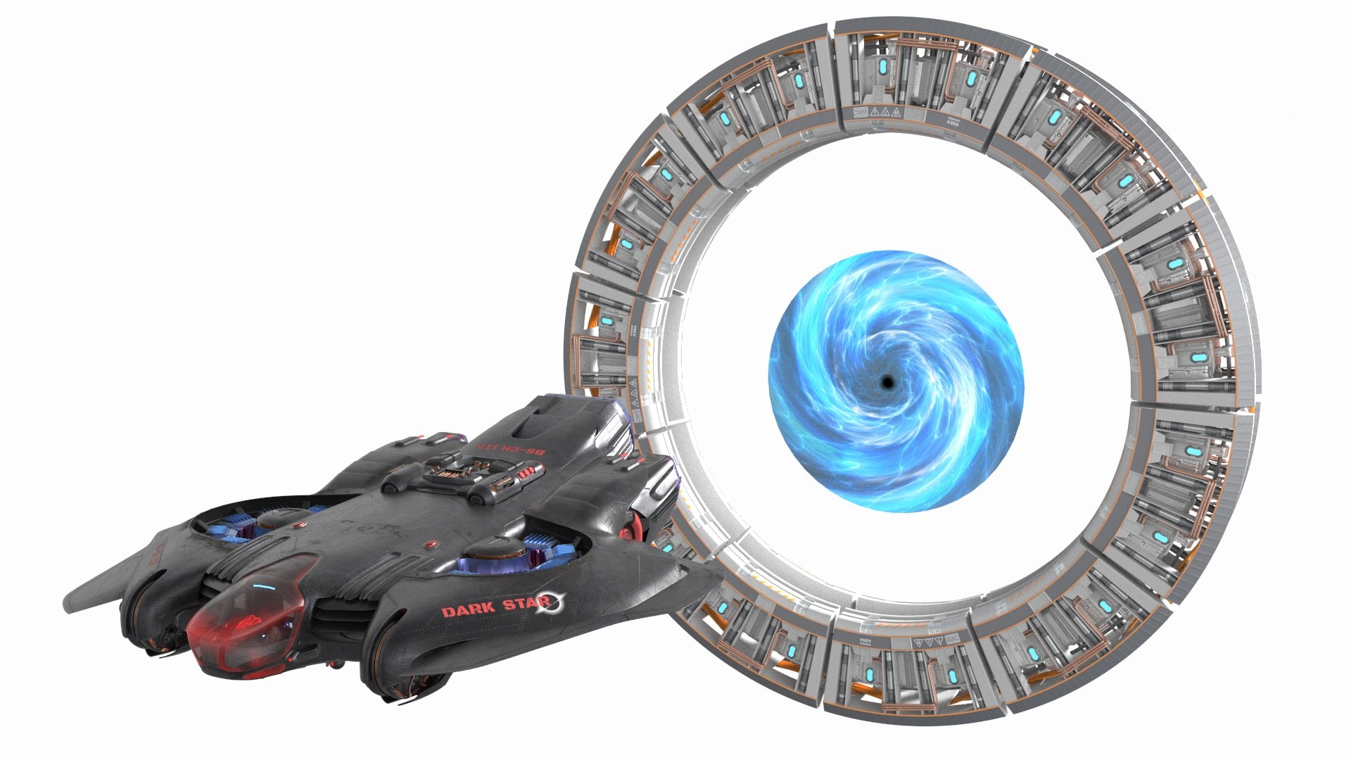 Warp Gate Assault Shuttle Black Animated Rigged