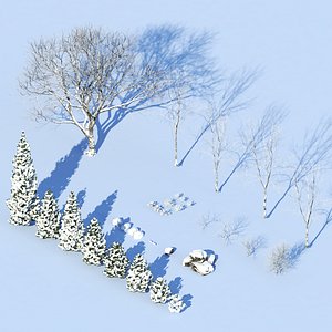 Winter Snowy Landscape Asset Pack 3D
