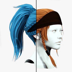Short High Ponytail Hairstyle 3D
