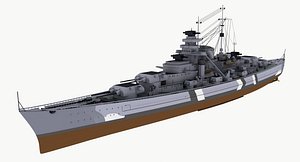 Bismarck Battleship Low poly