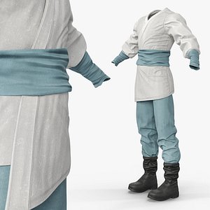 Traditional Asian Clothing White Blue