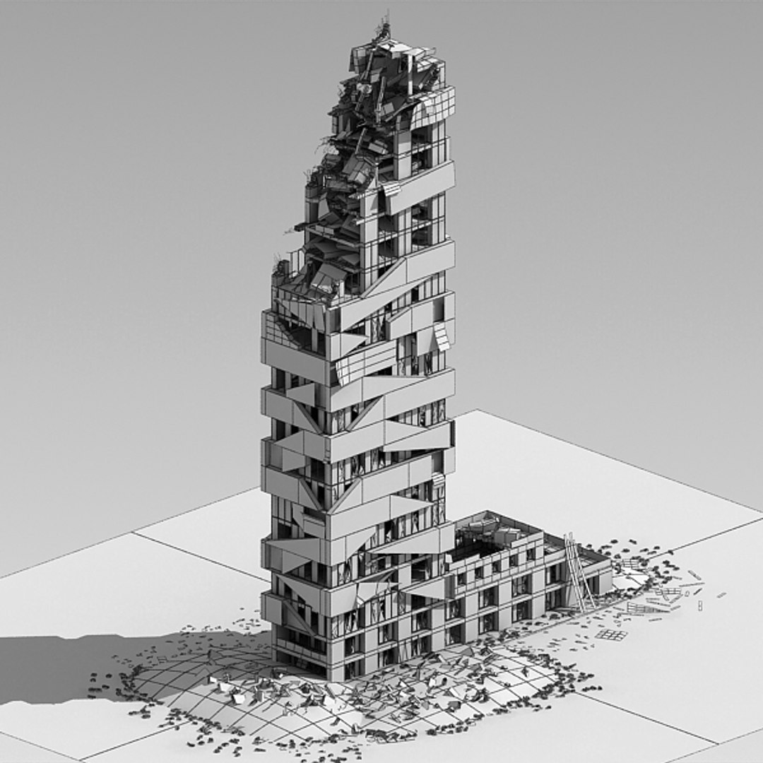 destroyed building 3d 3ds