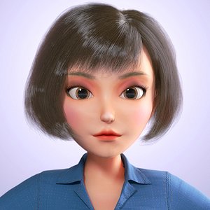 Cartoon Brunette Girl  NoRig