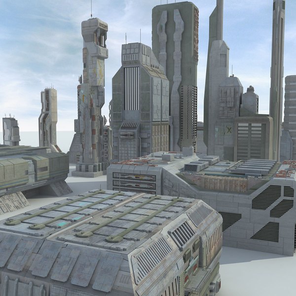 3d sci fi futuristic city model