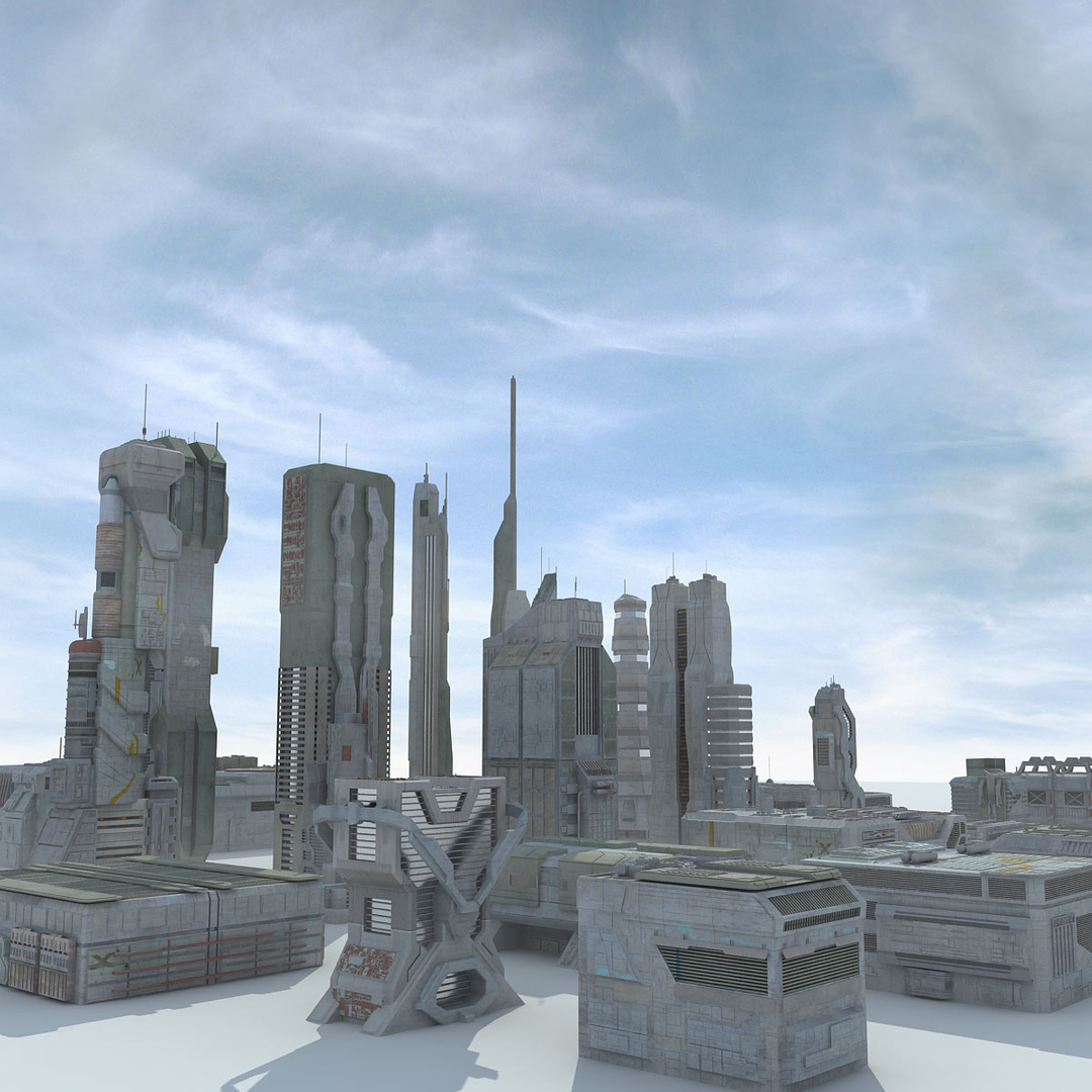 3d sci fi futuristic city model