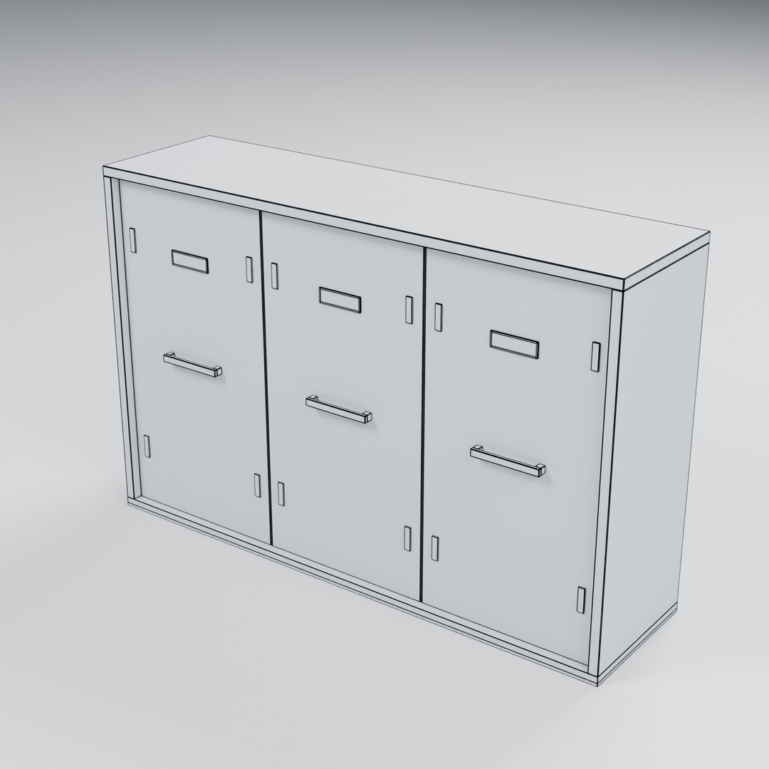 Painted Steel Storage Locker Bank - 1300 x 350 x 850 mm 3D model https://p.turbosquid.com/ts-thumb/b7/9x8Ohv/Au/06_wireframe/jpg/1788950784/1920x1080/fit_q87/3f7e0d8d11ef2df55342f0f137990c11703a3d66/06_wireframe.jpg