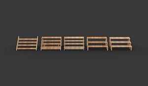 3D wooden steps 3D model