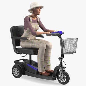 Elderly Woman on Electric Wheelchair