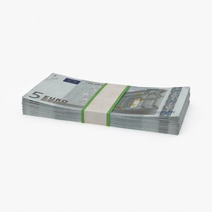 5 euro bill pack 3d model