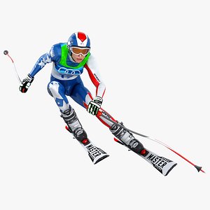 female skier animation 3D model