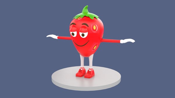 strawberry guy mascot 3D model