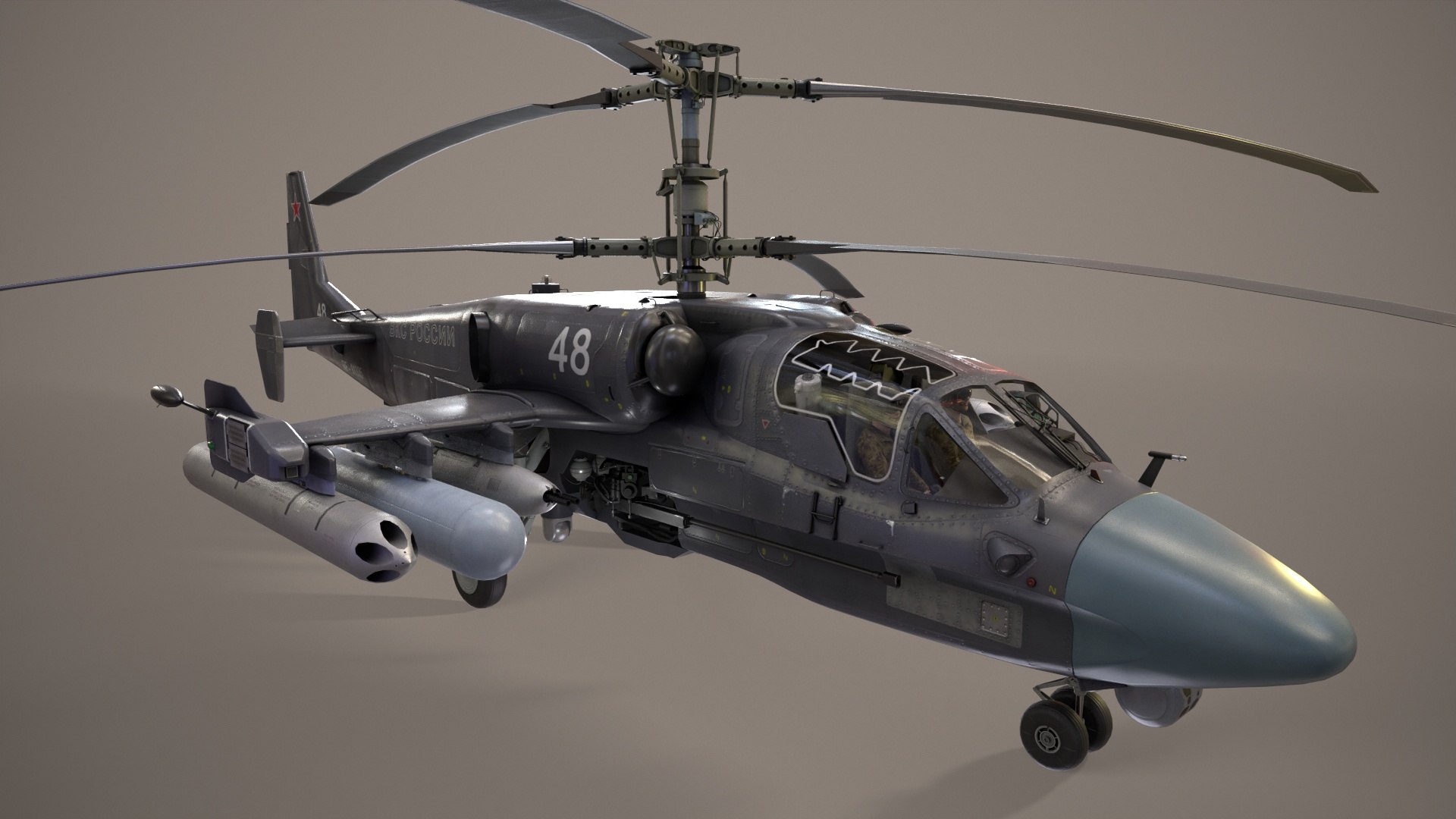 3D Kamov Ka-52 Alligator Dark Basic Animation Model - TurboSquid 1979620