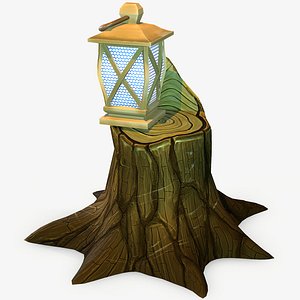 3D model handpainted stump lantern