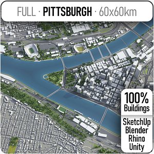3D city pittsburgh surrounding area model