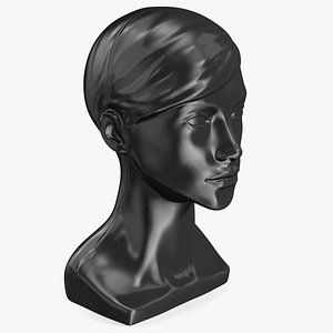 Woman Mannequin Head with Hair Black 3D