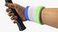 Man Hand with Colored Wristband Holds Tennis Racquet 3D model