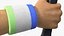 Man Hand with Colored Wristband Holds Tennis Racquet 3D model