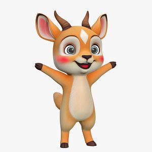 3D High-Quality Stylized Character Cartoon Gazelle