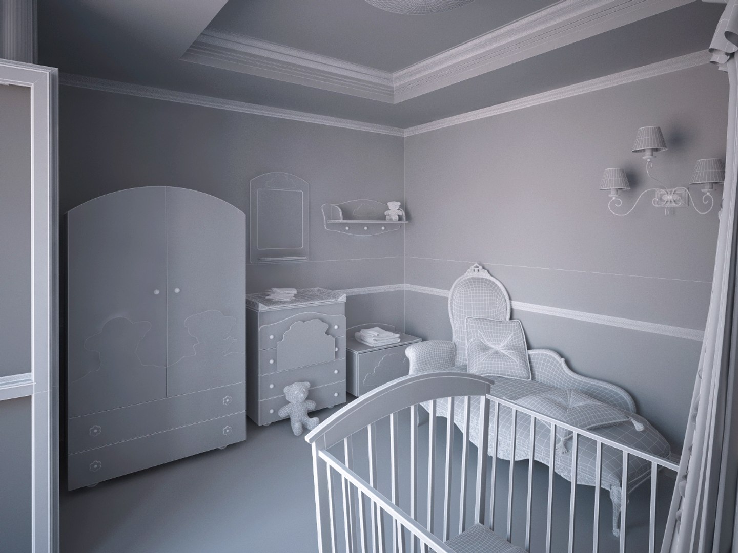 3d Nursery Interior Classic Model