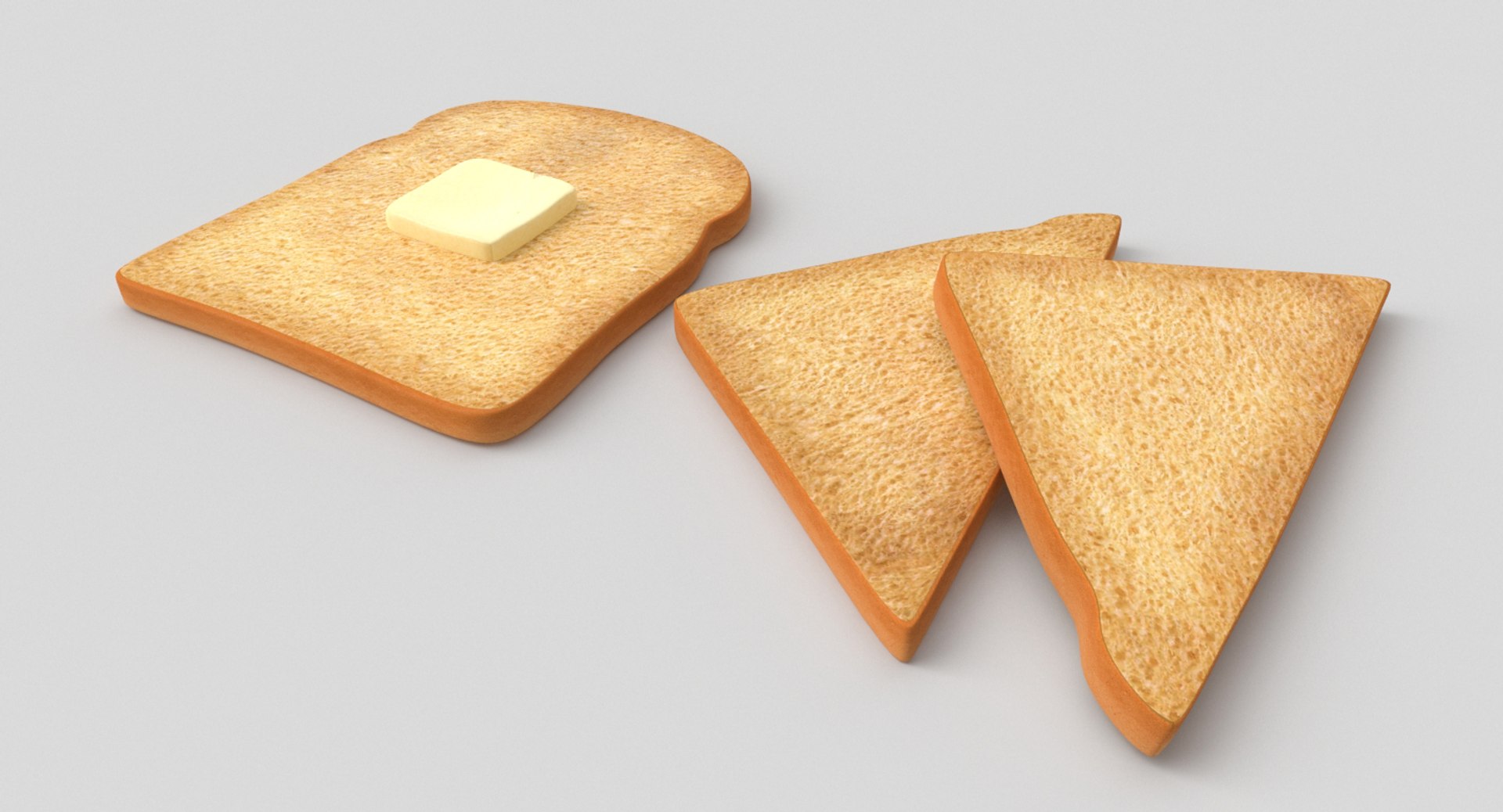 toast bread butter 3D model https://p.turbosquid.com/ts-thumb/b8/4uELUw/bHZwCyGE/toastandbutter6/jpg/1526657690/1920x1080/fit_q87/b400aa4a45b0e262affb80c6fbd30ee7cc99be6b/toastandbutter6.jpg