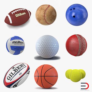 3d model sport balls 3 modeled