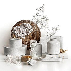 Decorative set in white colors 3D model