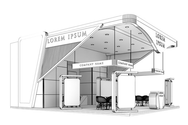 modelo 3d Stand 3D Stand Stand 8x10m Altura 500 cm 3 Laterales abiertos ...
