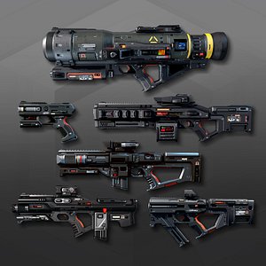 6 sf weapons pack 3D model