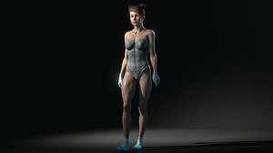 Sexy skinny girl with socks and gloves