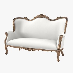 Fabulous & Baroque Maxwell Love Seat - Gold & White.