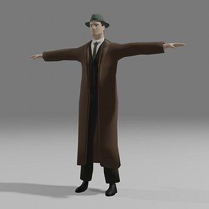 Simply Stylized Male Detective Low-poly 3D model