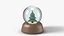 Snow Globe with Pine Tree and Wooden Base - Christmas Holiday Prop