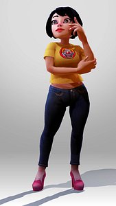 3D rigged female character