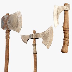 3D Sharp Viking Axe Set model