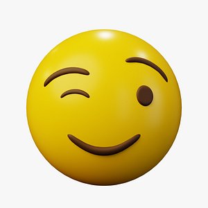 Wink Face Emoticon Emoji or Smiley 3D model