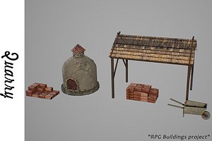 medieval quarry buildings 3D model