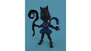 Thai black cat ghost Low-poly character design