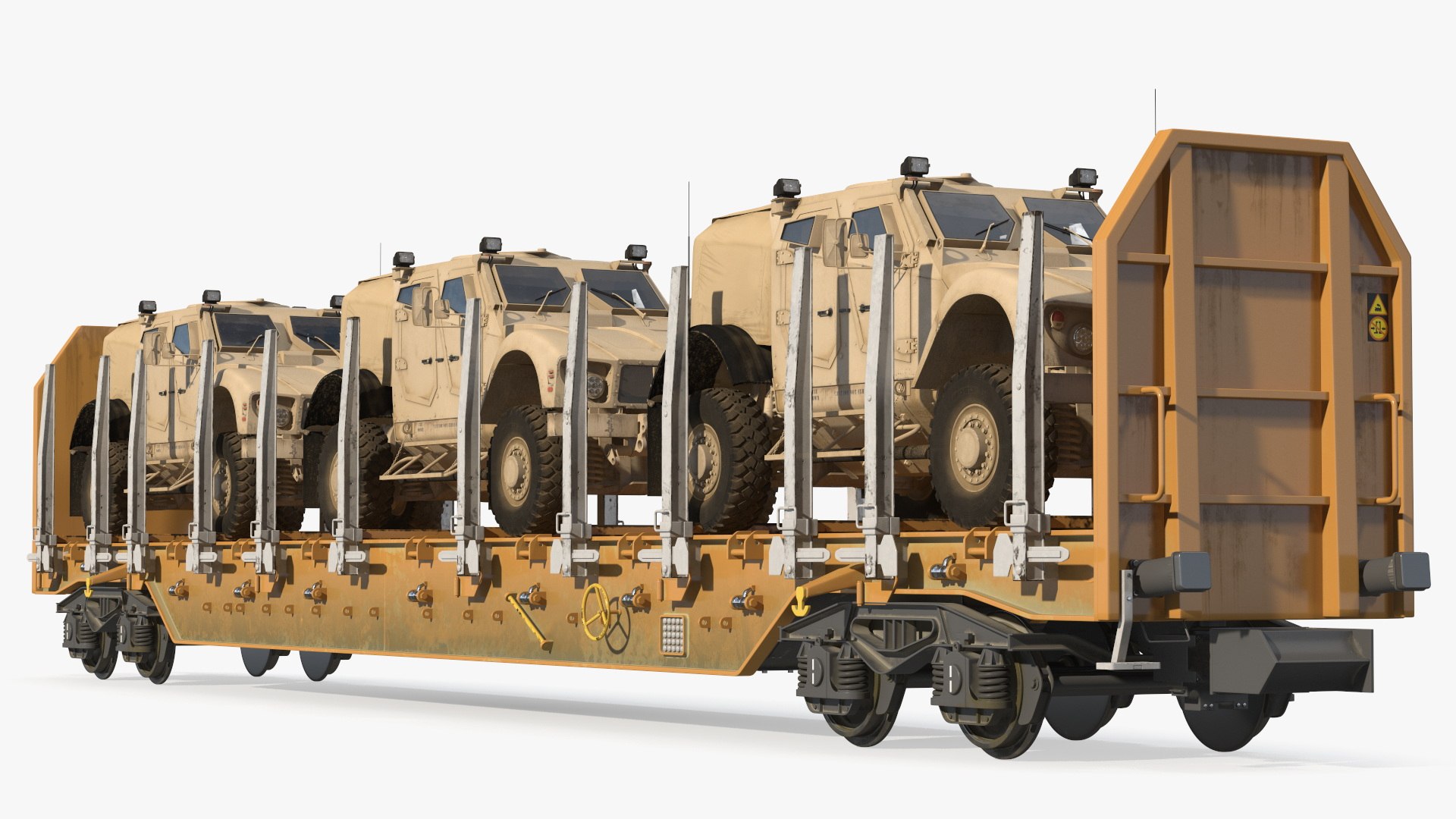 Stake Wagon Loaded with Oshkosh Military Vehicles 3D model preview