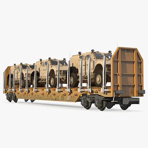 3D Stake Wagon Loaded with Oshkosh Military Vehicles model