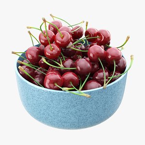 3D Cherries in a bowl
