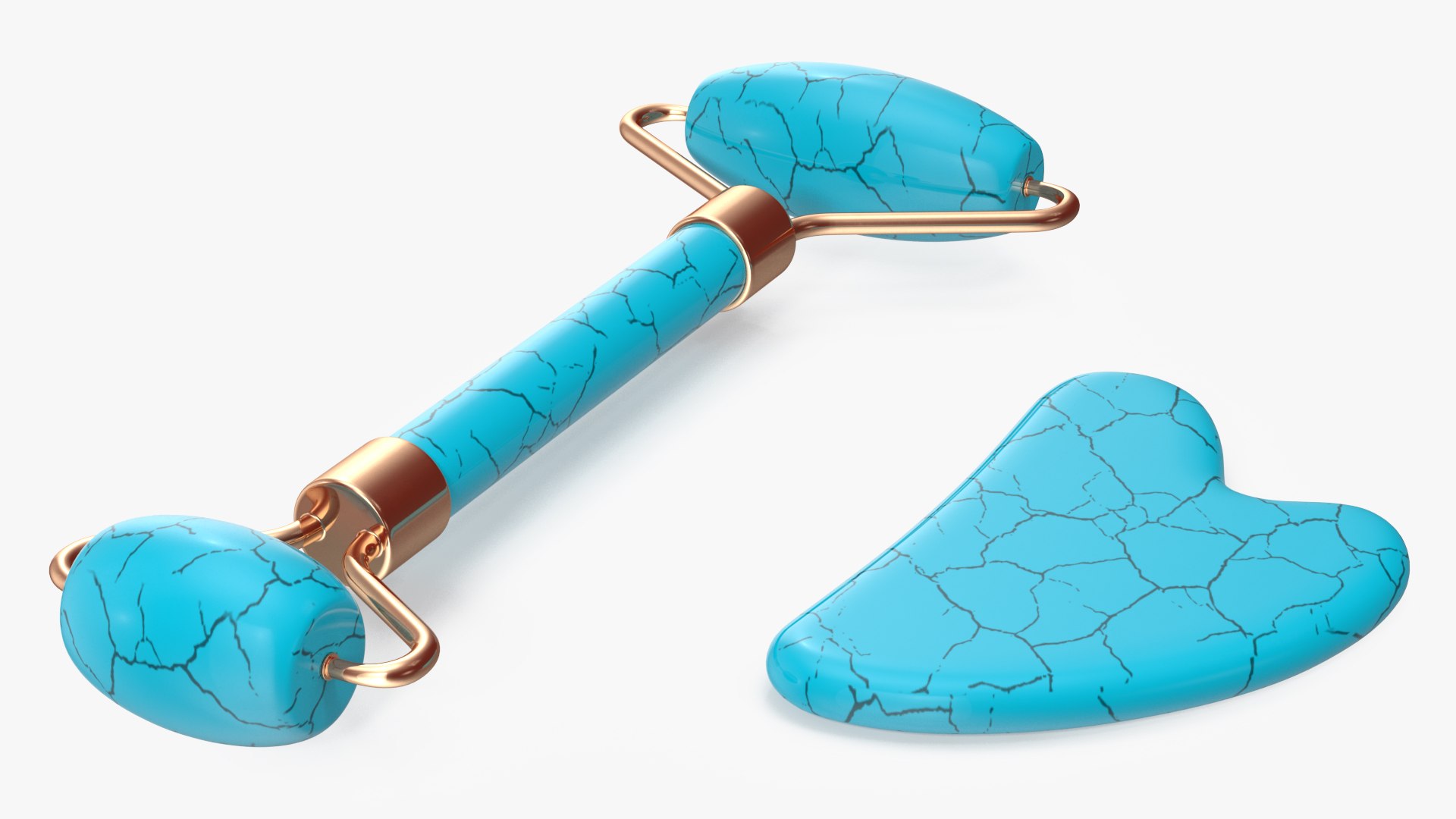 Gua Sha Face Lifting Massager Tools Turquoise 3D model preview