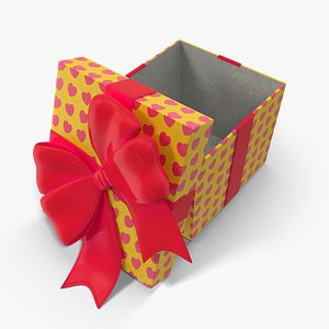 3D Gift Box Cube yellow open