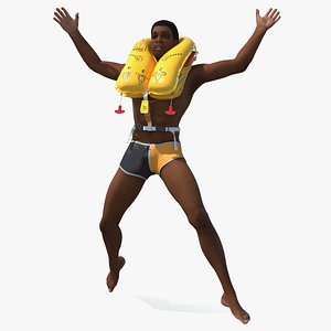 3D Drowning Man in a Life Jacket model