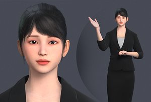 3D Modern realistic beauty model role office clerk ball head government figures