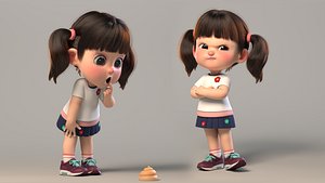Cute cartoon girl sister with binding